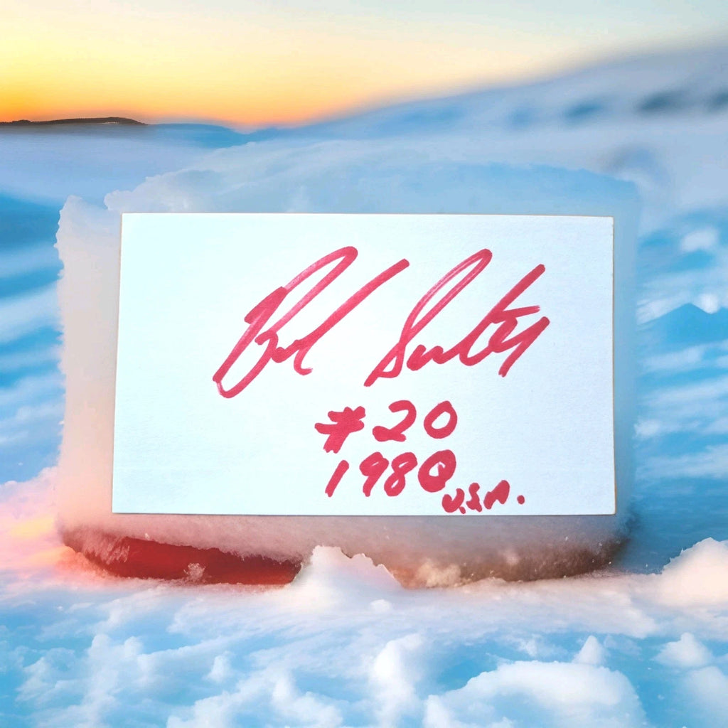 Bob Suter Signed 3×5 Index Card — 1980 USA Hockey — photo 1