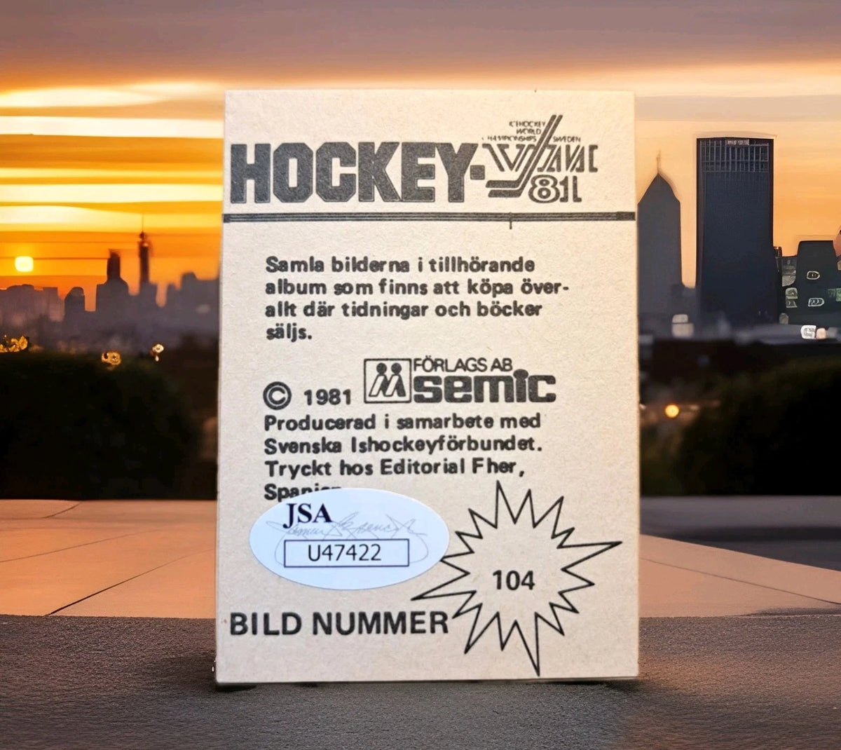 Mike Eruzione Signed 1980–81 Semic USA Hockey Card — JSA — photo 2