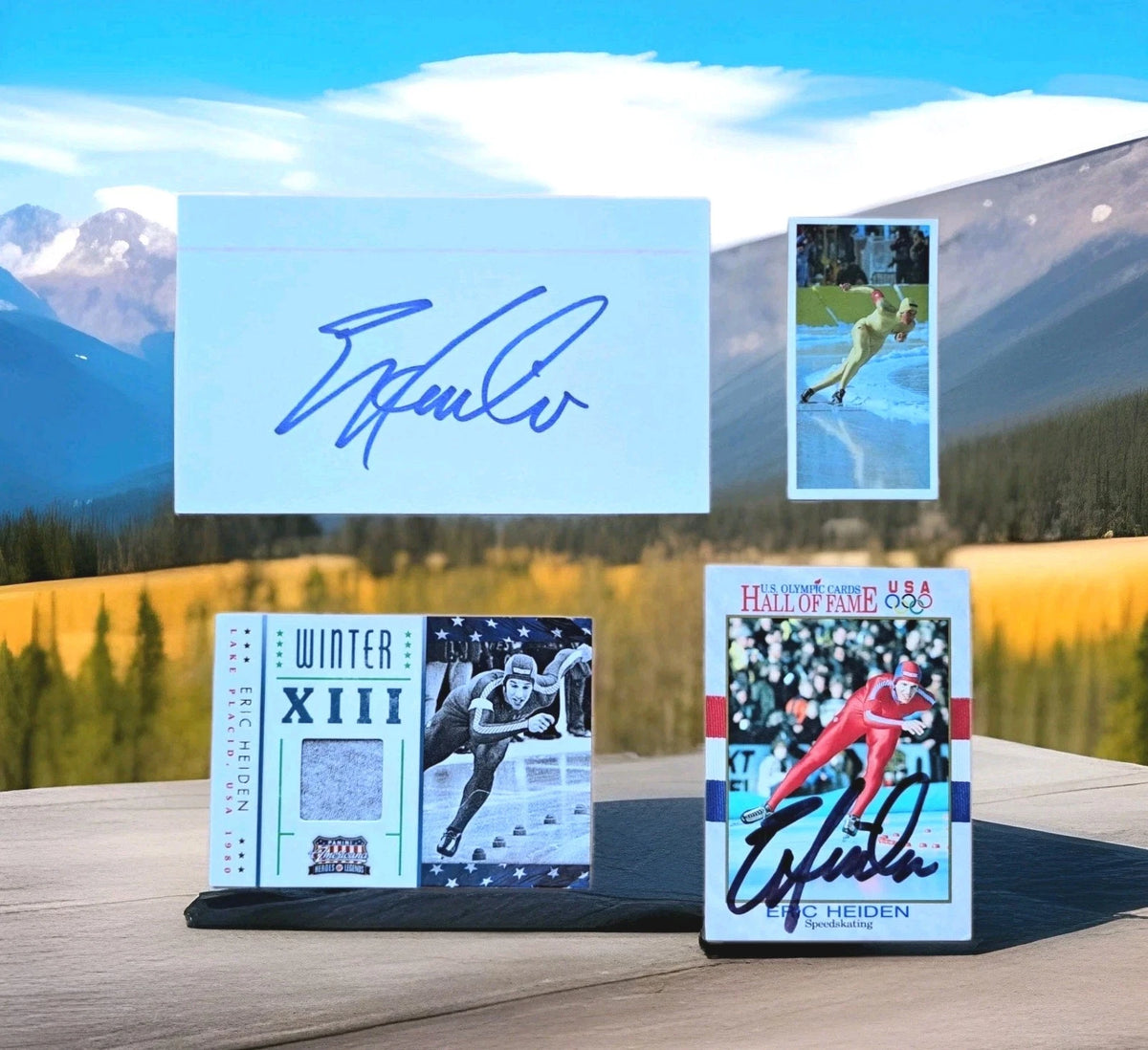 Eric Heiden Autograph & Sports Card Lot — Four Pieces — photo 1