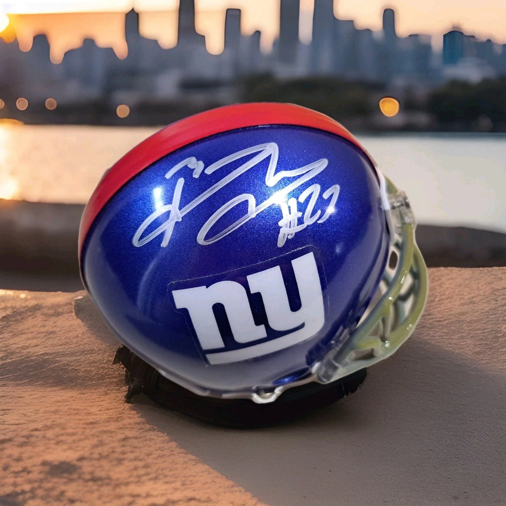 NY Giants Brandon Jacobs Signed Riddell Mini Helmet With Display Case COA