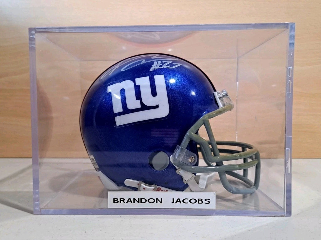 NY Giants Brandon Jacobs Signed Riddell Mini Helmet With Display Case COA — photo 2