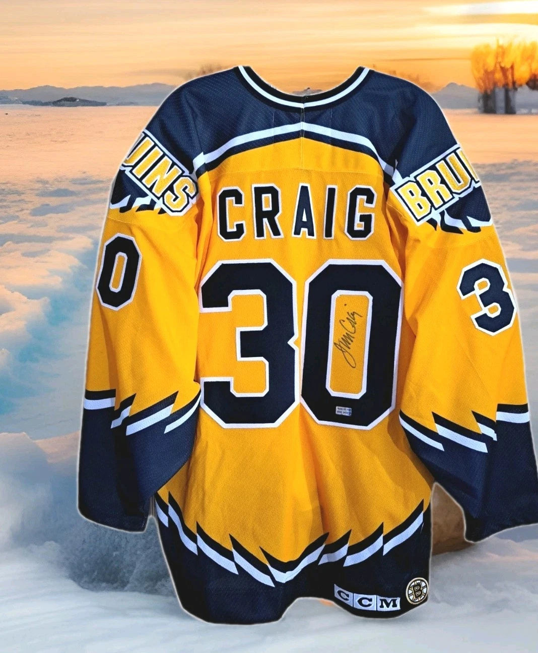 Jim Craig Signed Boston Bruins CCM Alternate Jersey — XL — photo 1