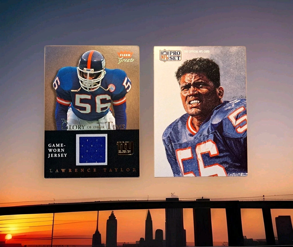 Lawrence Taylor Two-Card Lot — Fleer Jersey Relic & Pro Set No. 394 — photo 1