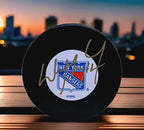 Wayne Gretzky Signed New York Rangers Hockey Puck with Display Case