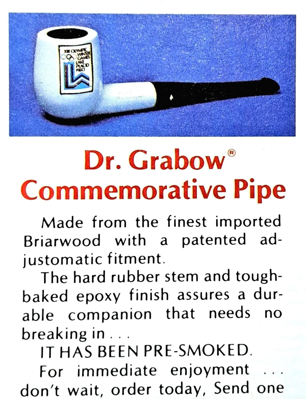 1980 Lake Placid Olympics Dr. Grabow Commemorative Pipe — photo 2
