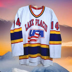 Vintage Lake Placid Police Department USA Hockey CCM Jersey — No. 14 — photo 1