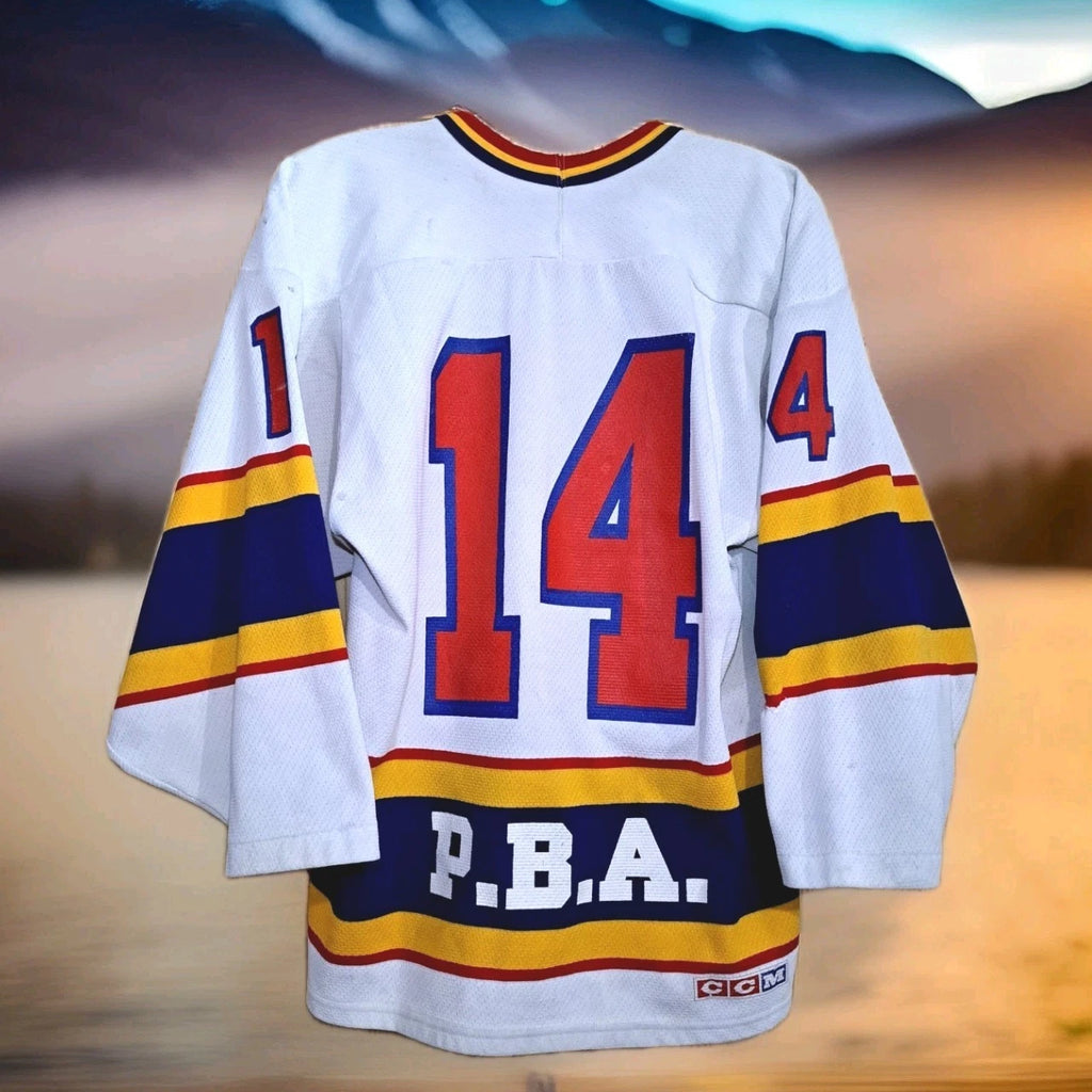 Vintage Lake Placid Police Department USA Hockey CCM Jersey — No. 14 — photo 2