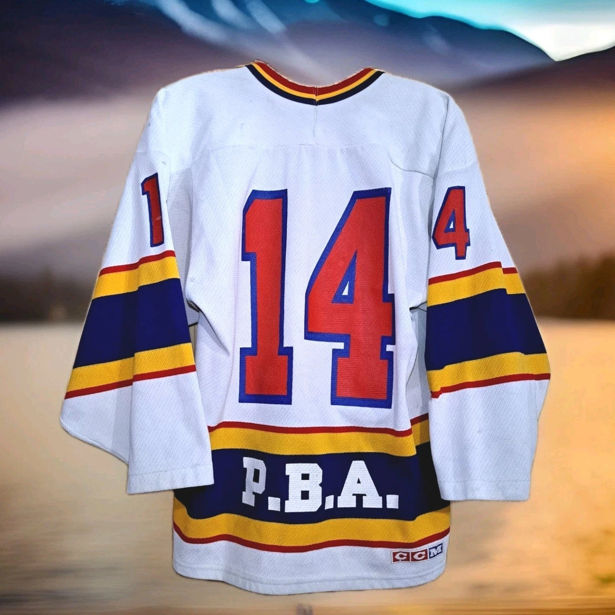 Vintage Lake Placid Police Department USA Hockey CCM Jersey — No. 14 — photo 2