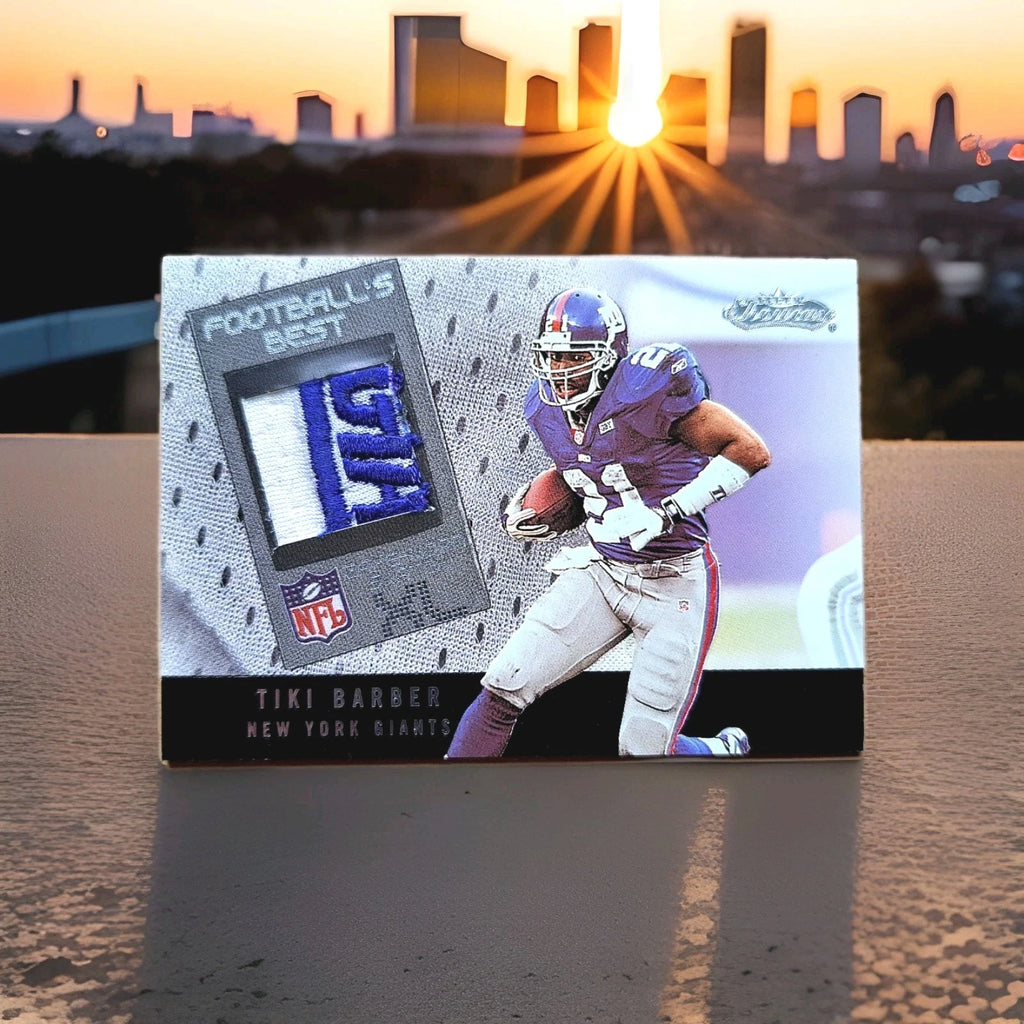 Tiki Barber 2002 Fleer Swatch XL Giants Logo Patch — Unnumbered — photo 1