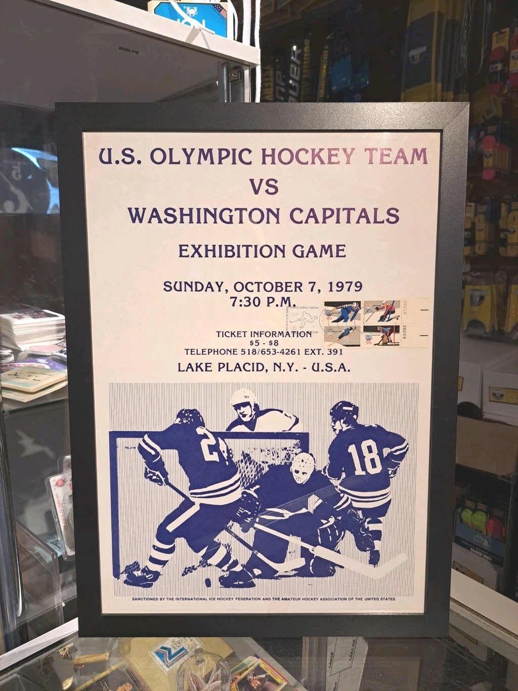 1979 USA Hockey vs. Washington Capitals Framed Cardboard Poster — photo 1