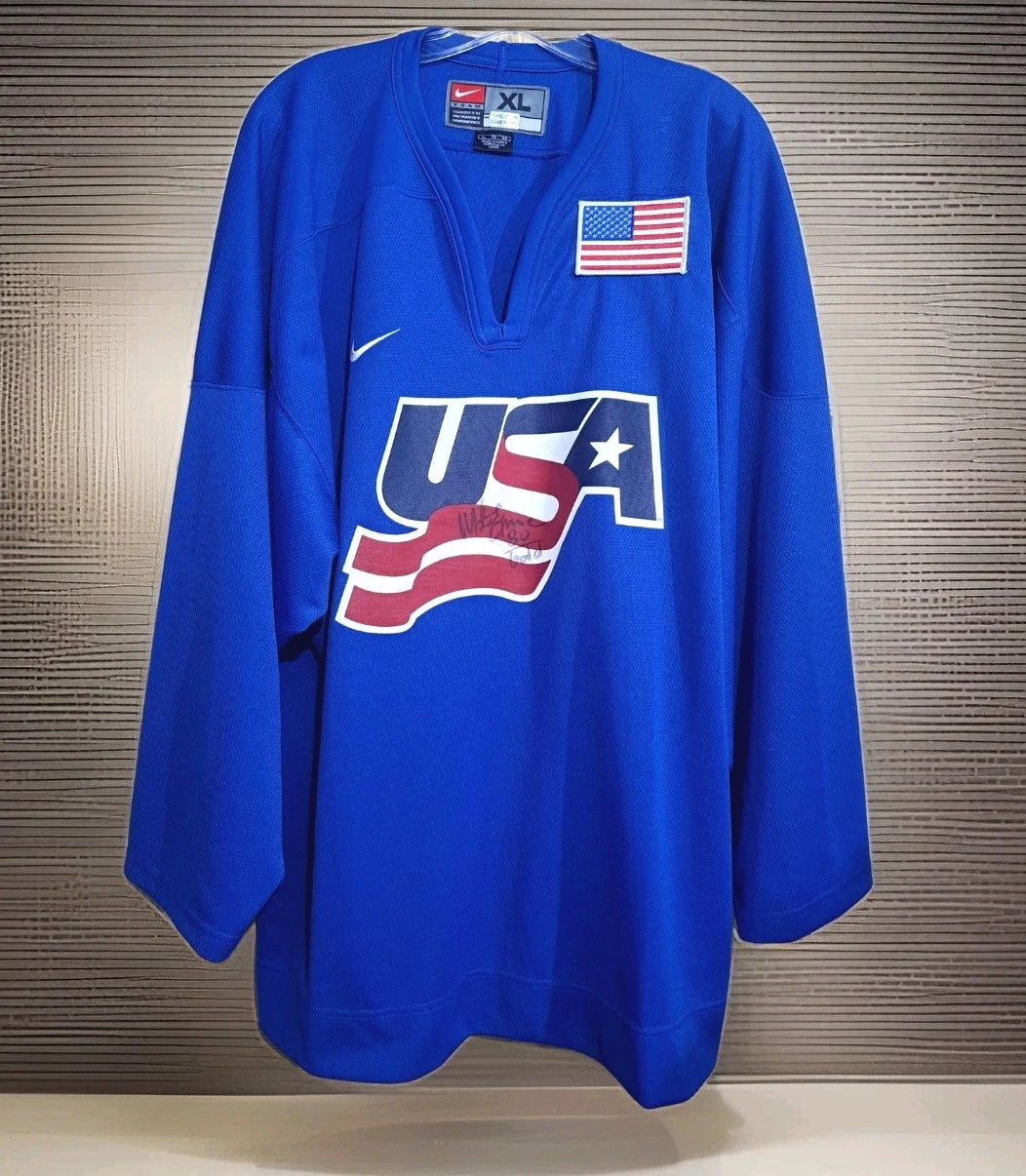 Mike Eruzione Signed Nike 2002 USA Hockey Jersey — XL — photo 1