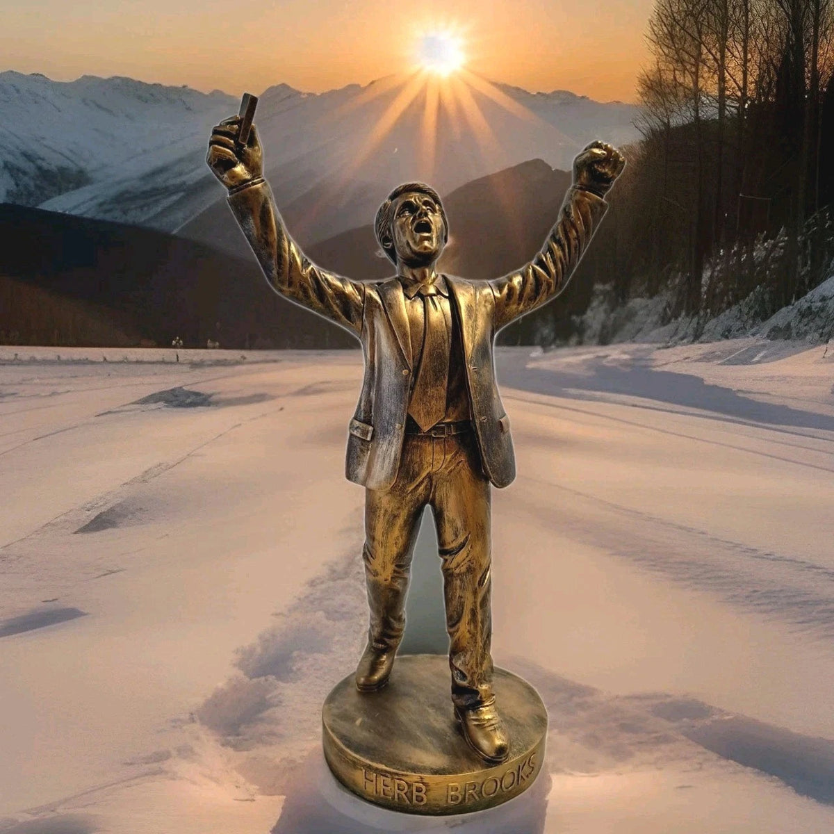 Miracle on ice Herb Brooks Limited Edition Bronze 18" Statue 1980 USA Hockey