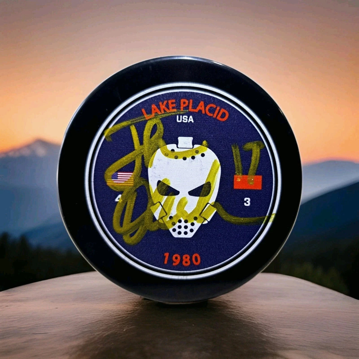 Jack O’Callahan Signed Herb Brooks Statue Unveiling Puck — 2026 — photo 1