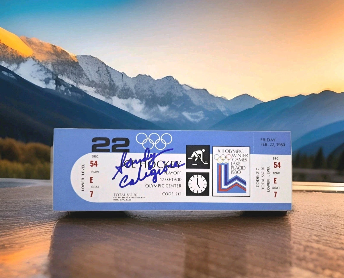 Miracle On Ice Sandy Caligiore Signed "RBTM" Ticket "The Boys of '80"