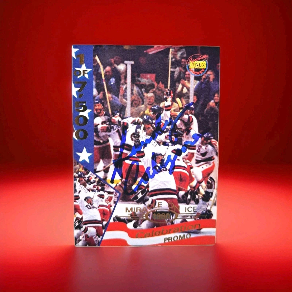 Miracle On Ice Sandy Caligiore Signed PROMO card "The Boys of '80"