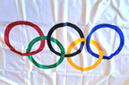 1980 Lake Placid Olympic Village Flag — NYL-GLO, 62×34½ inches — photo 2