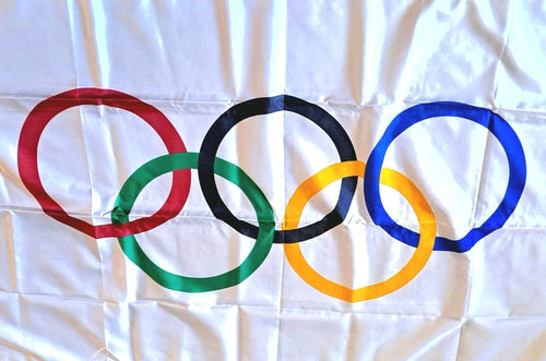 1980 Lake Placid Olympic Village Flag — NYL-GLO, 62×34½ inches — photo 2