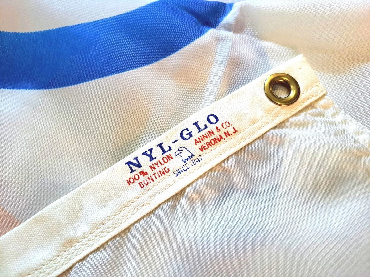 1980 Lake Placid Olympic Village Flag — NYL-GLO, 62×34½ inches — photo 3