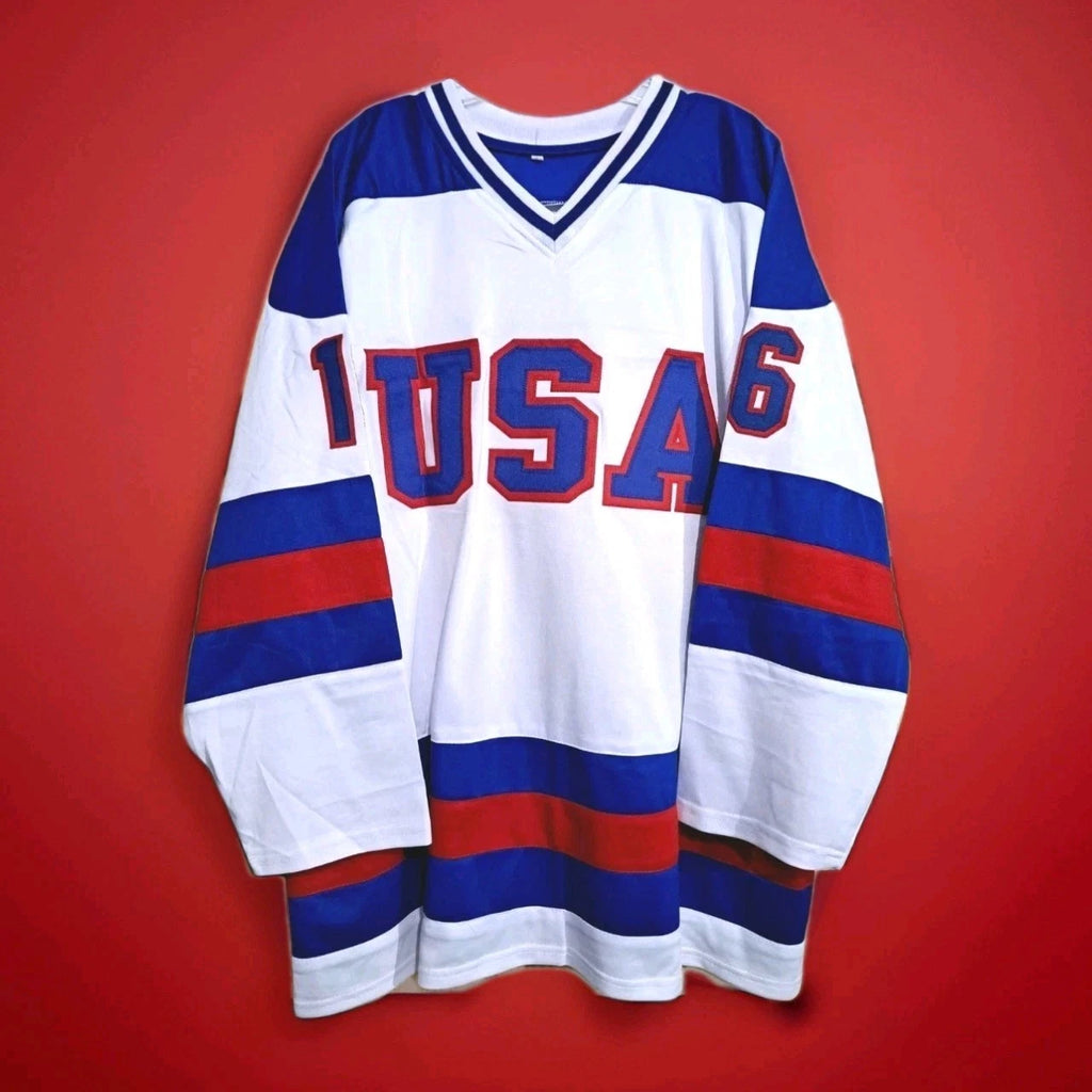 Mark Pavelich Signed 1980 USA Hockey Jersey — JSA — photo 5