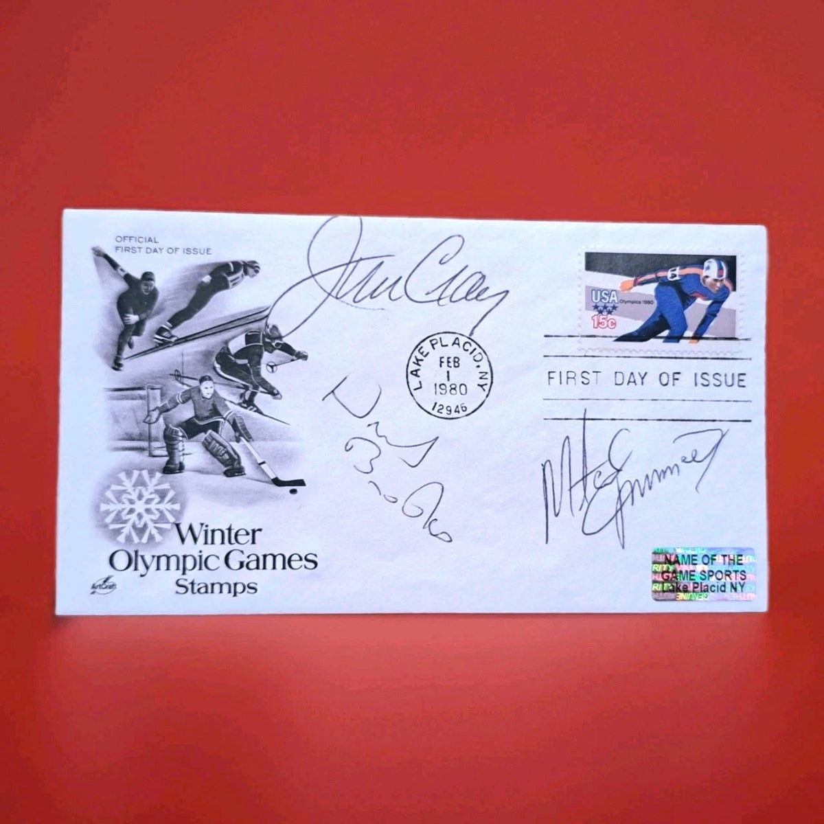 Herb Brooks, Jim Craig & Mike Eruzione Signed First Day Cover — photo 3