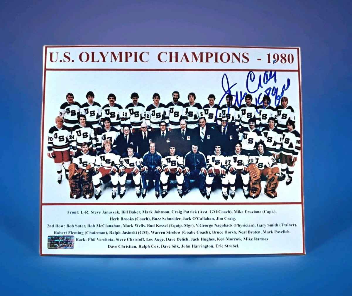 Jim Craig Signed 8×10 Photograph — PVC Protective Sleeve — photo 1
