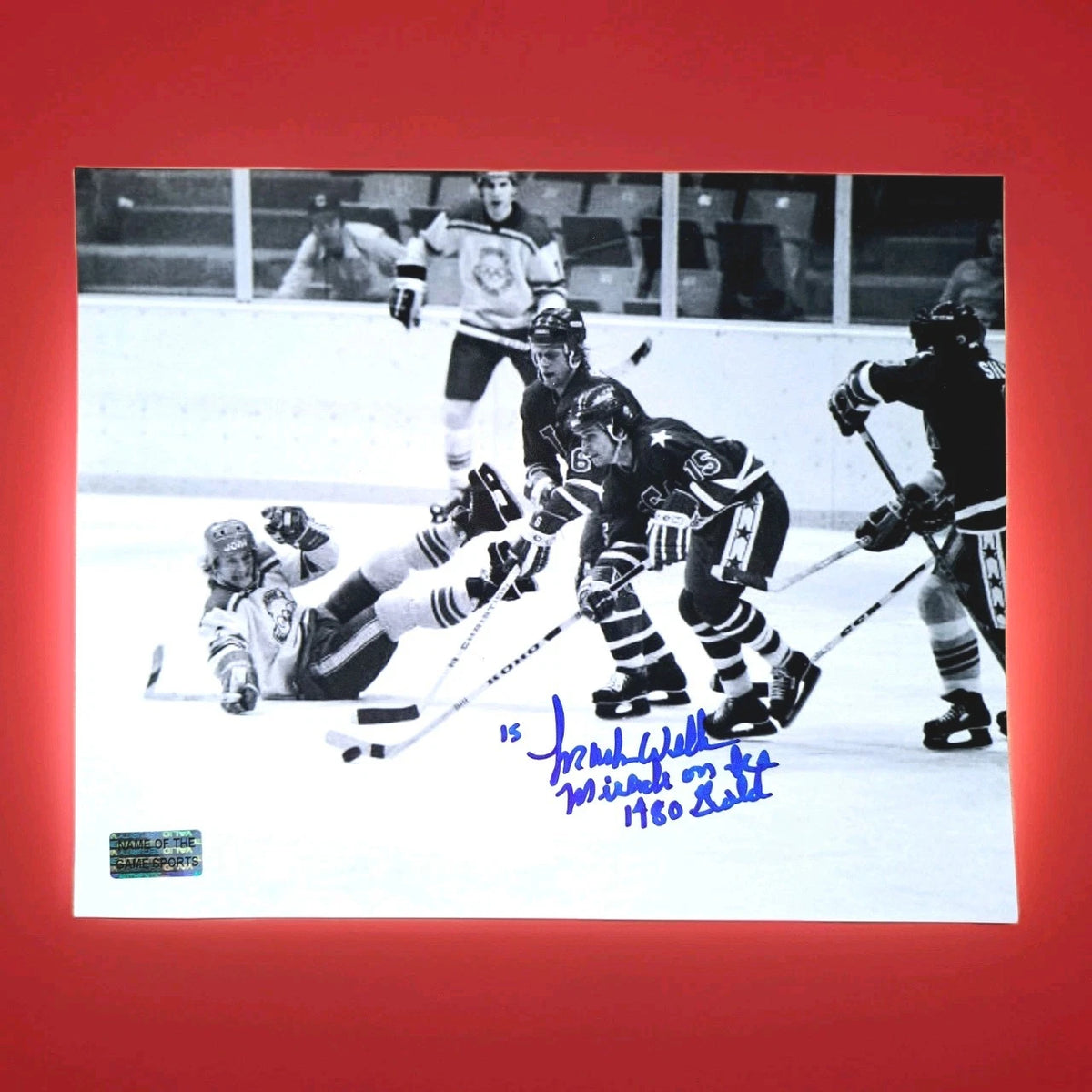 Mark Wells Signed & Inscribed 8×10 Photograph — 1980 USA Hockey — photo 1