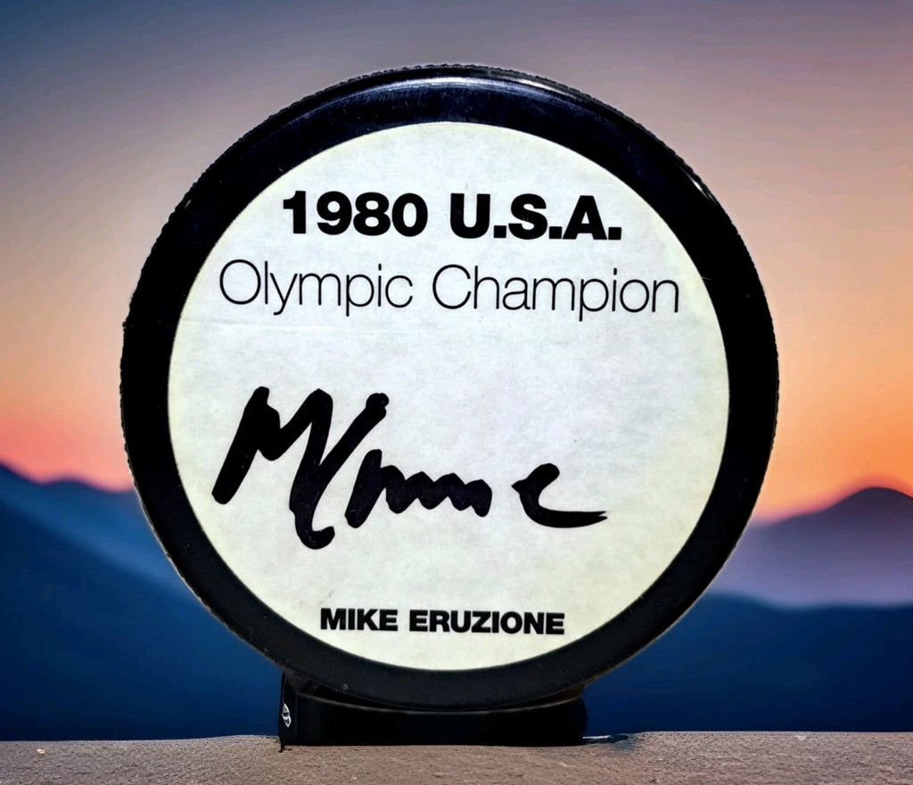 Miracle On Ice Vintage Mike Eruzione Signed 1980 USA Hockey Puck Lake Placid