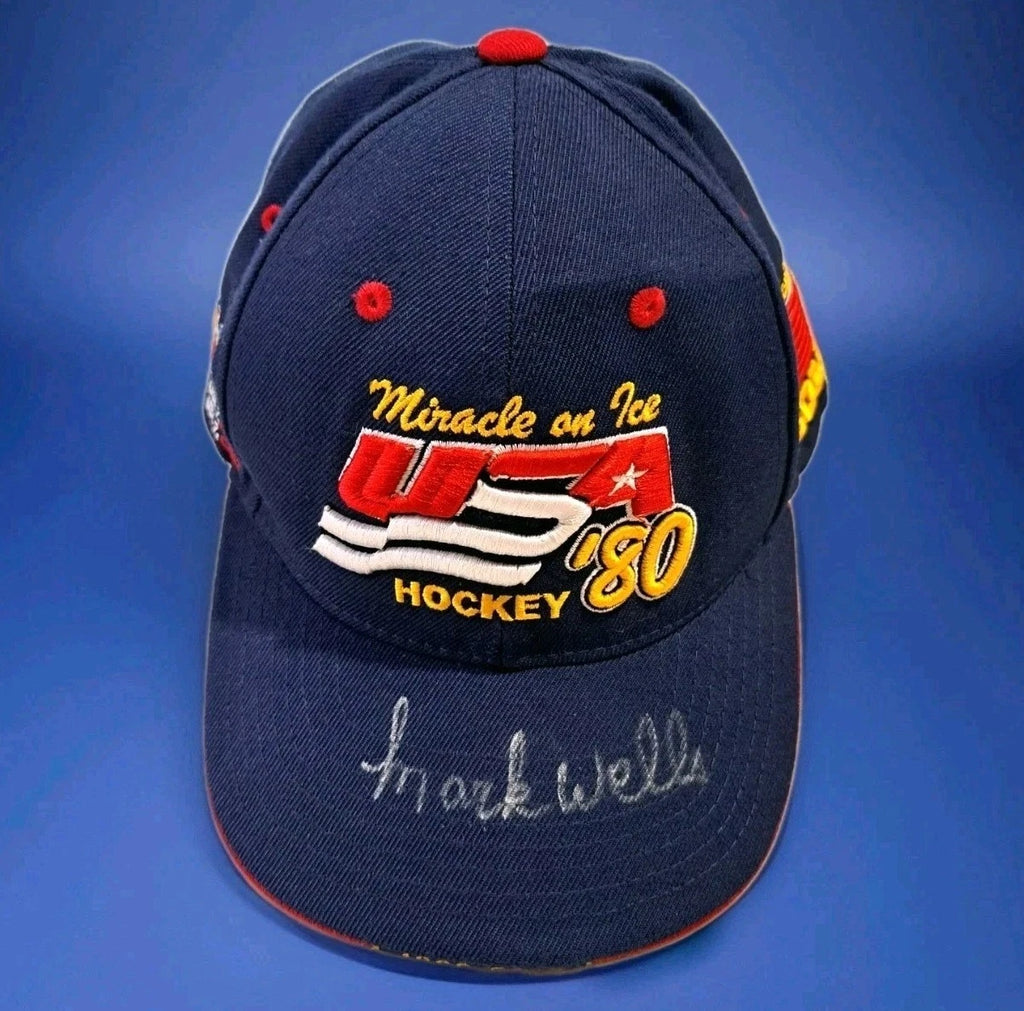Mark Wells Signed Herb Brooks Signature Series USA Hockey Cap — photo 1