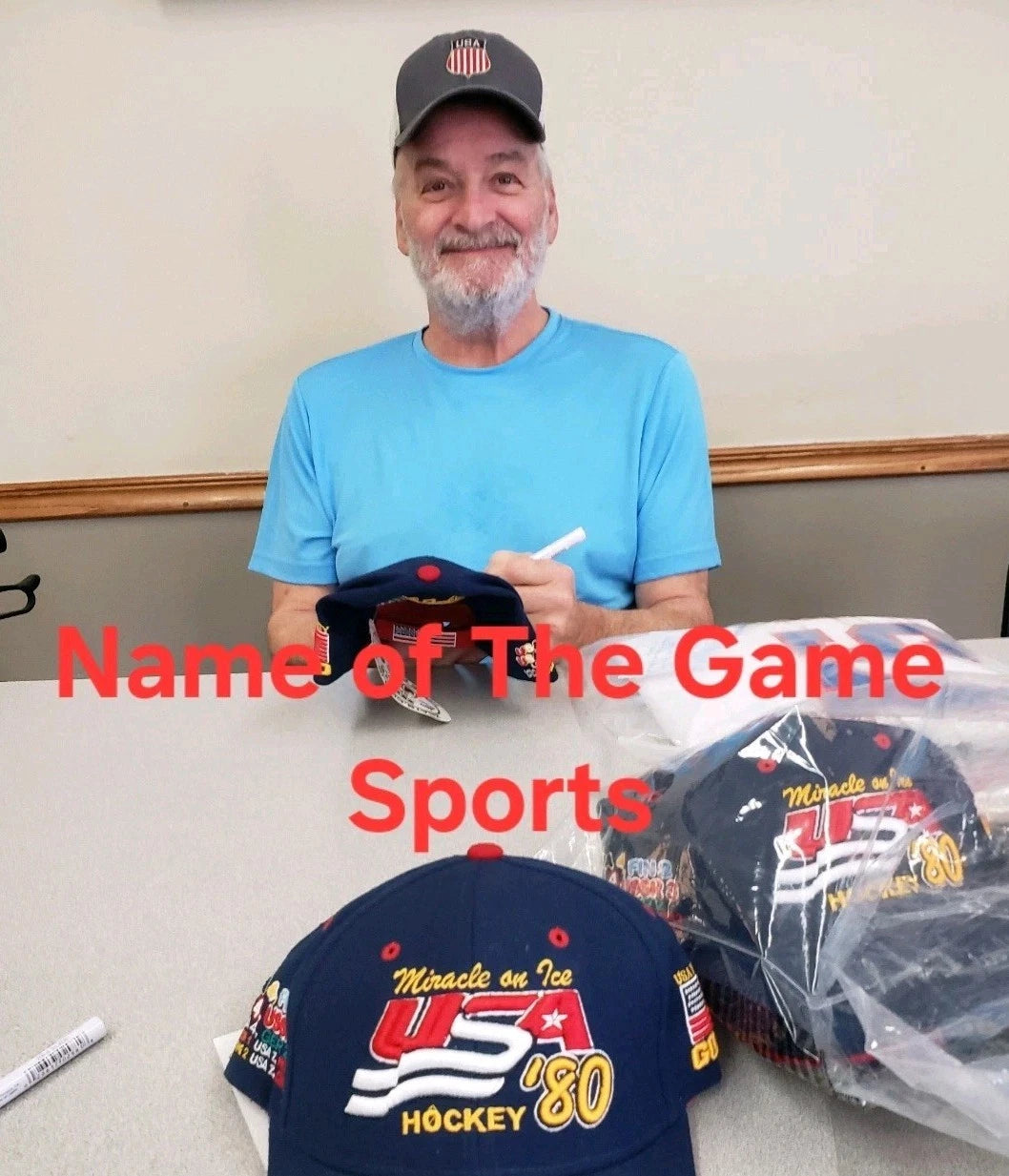 Mark Wells Signed Herb Brooks Signature Series USA Hockey Cap — photo 2