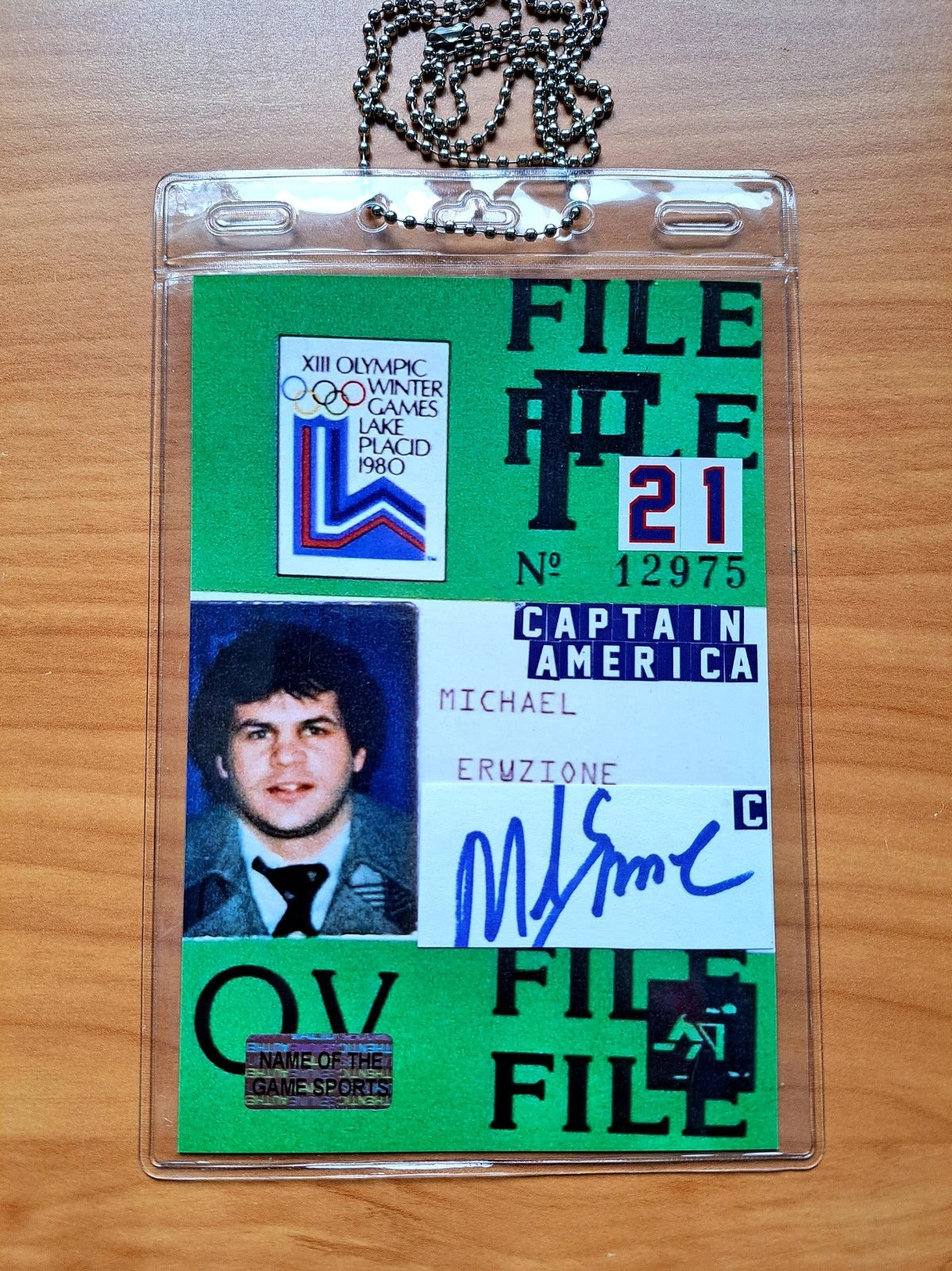 Mike Eruzione Cut-Signature Custom ID Collectible — photo 1
