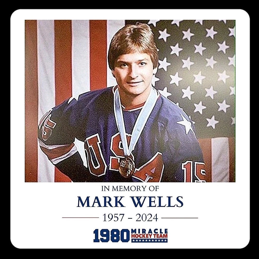 Mark Wells Signed Personal Business Card — 1980 USA Hockey — photo 3