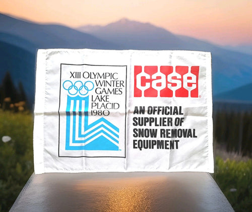1980 Lake Placid Olympics CASE Official Supplier Flag — 25×17 inches — photo 1