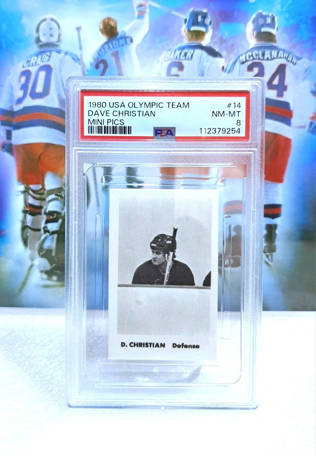 Dave Christian 1980 USA Hockey Mini Pics #14 — PSA 8 — photo 1