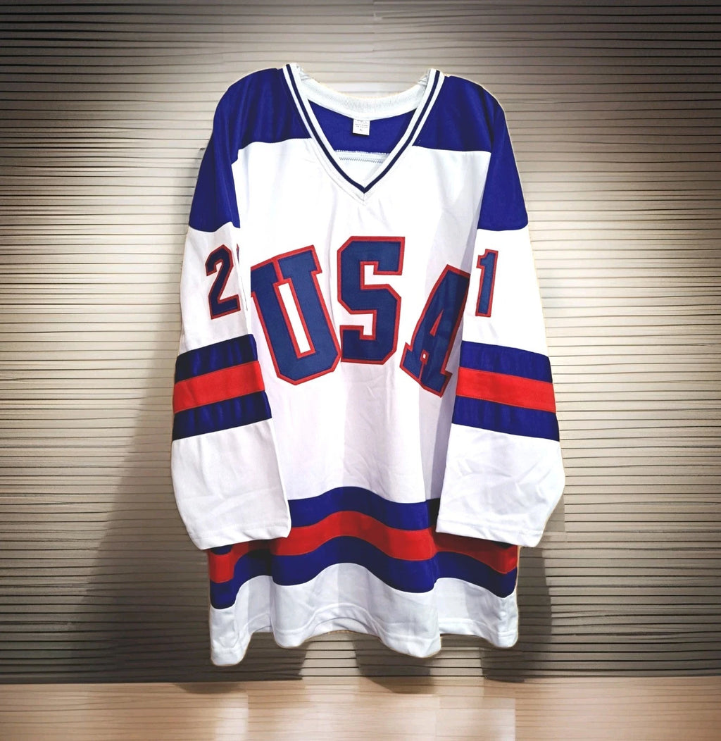 Miracle On Ice Mike Eruzione Signed 1980 USA Hockey Jersey Lake Placid Hologram — photo 2