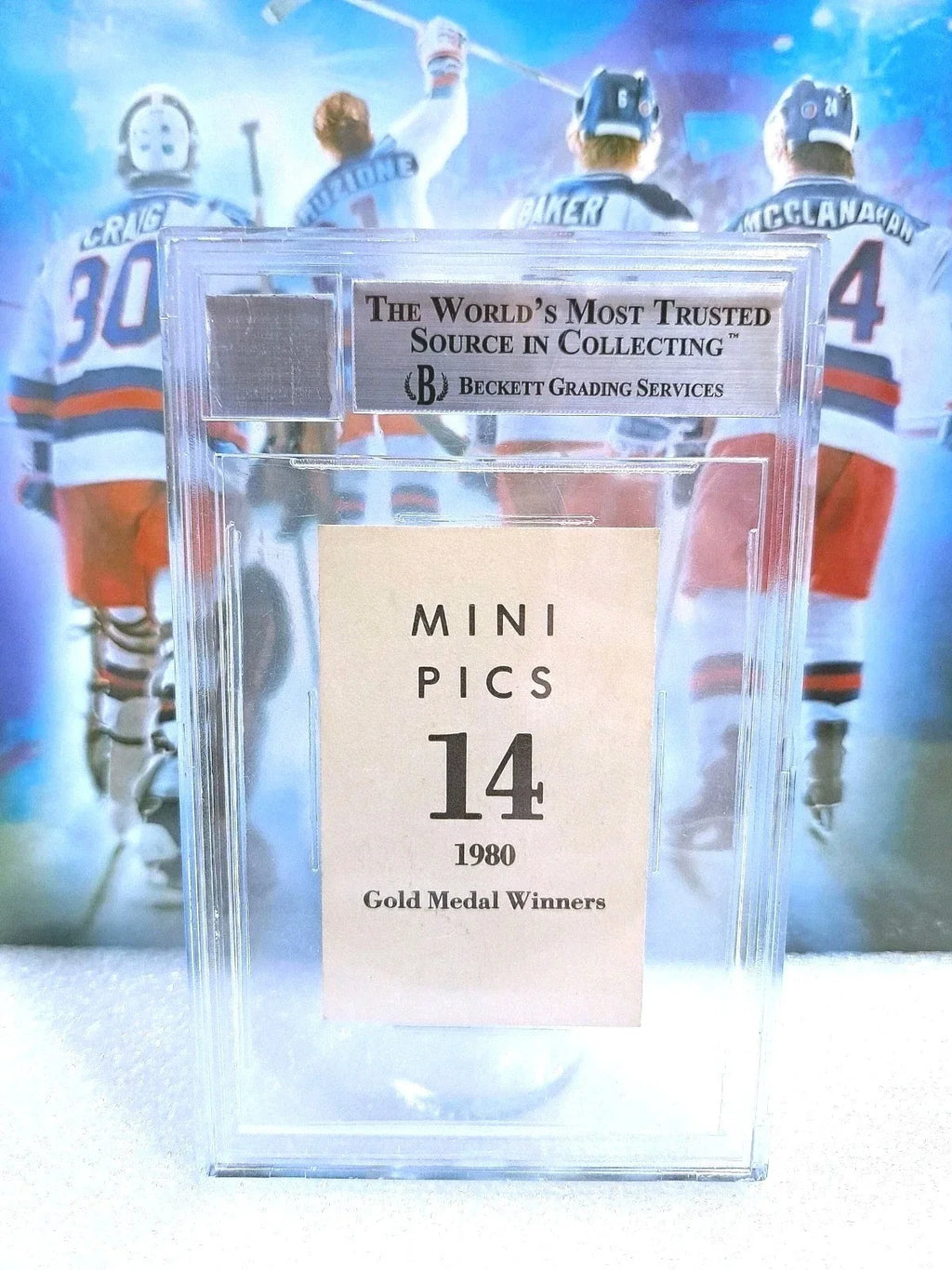 Dave Christian signed 1980 USA Hockey Mini Pics card — reverse