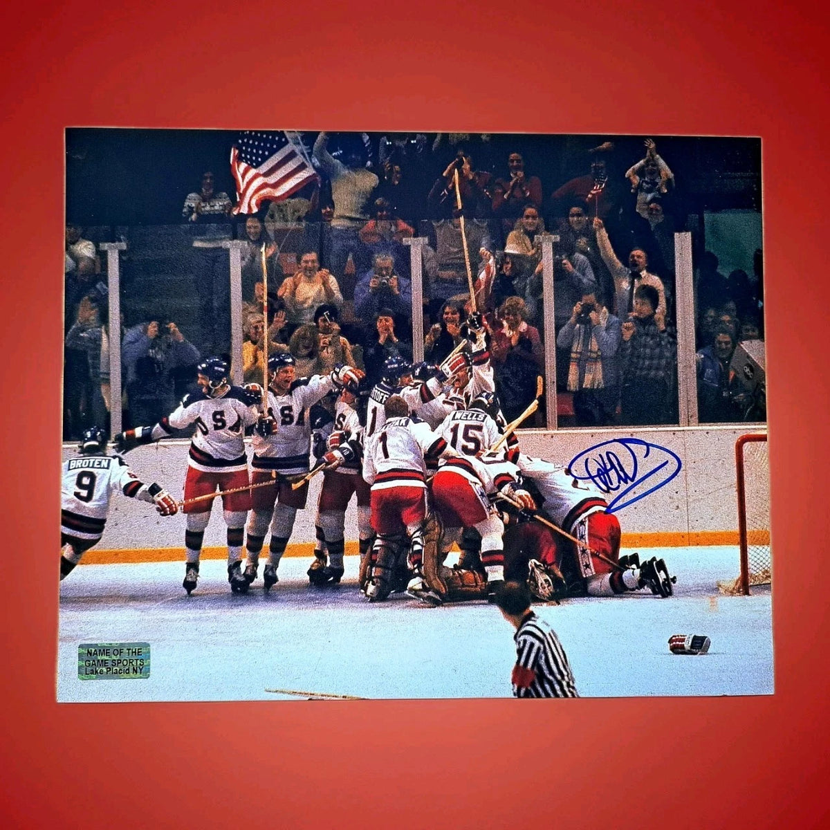 Al Michaels Signed 8×10 Photograph — Miracle on Ice — photo 1