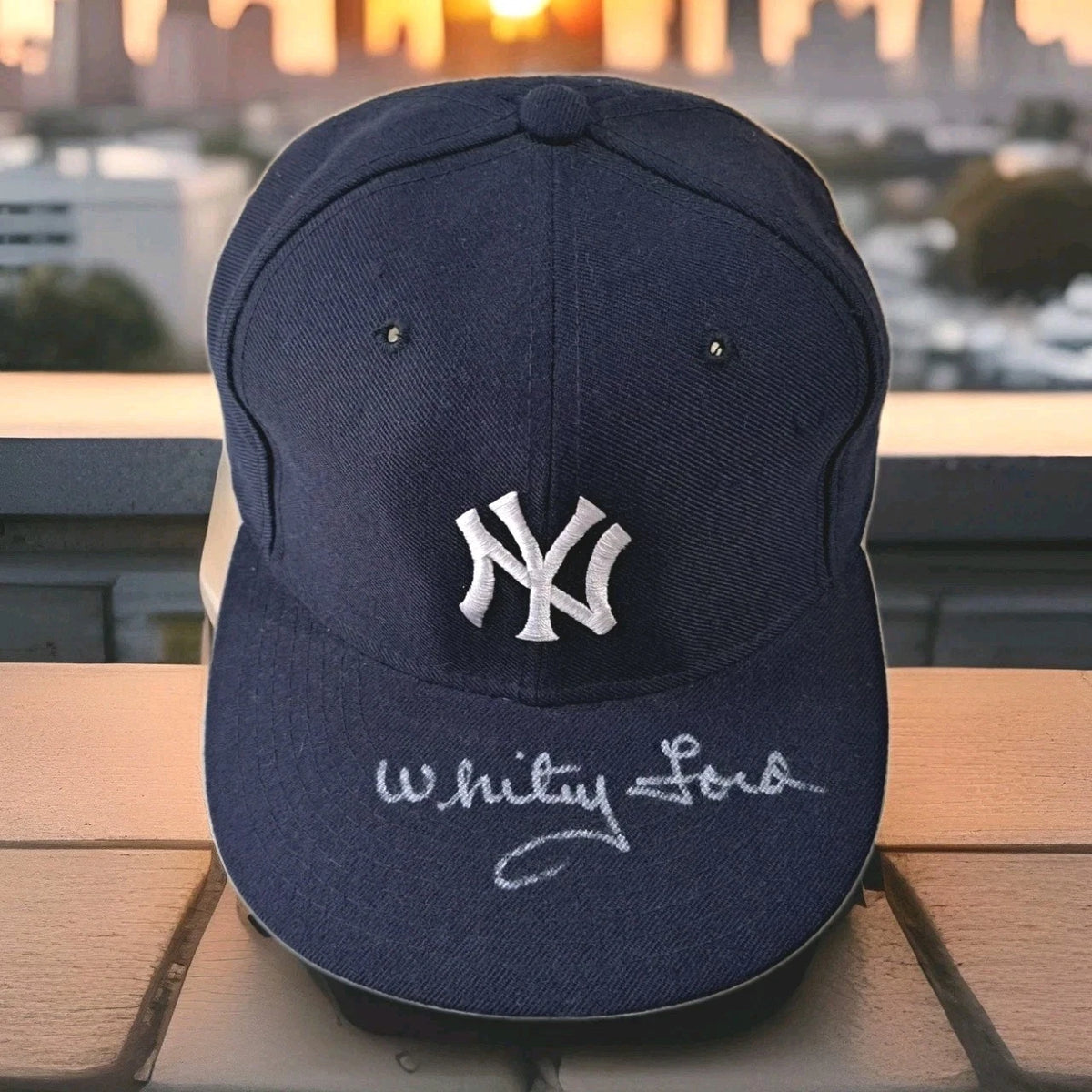 NY Yankees Whitey Ford Vintage Signed New Era Pro Model Hat Cap — photo 3