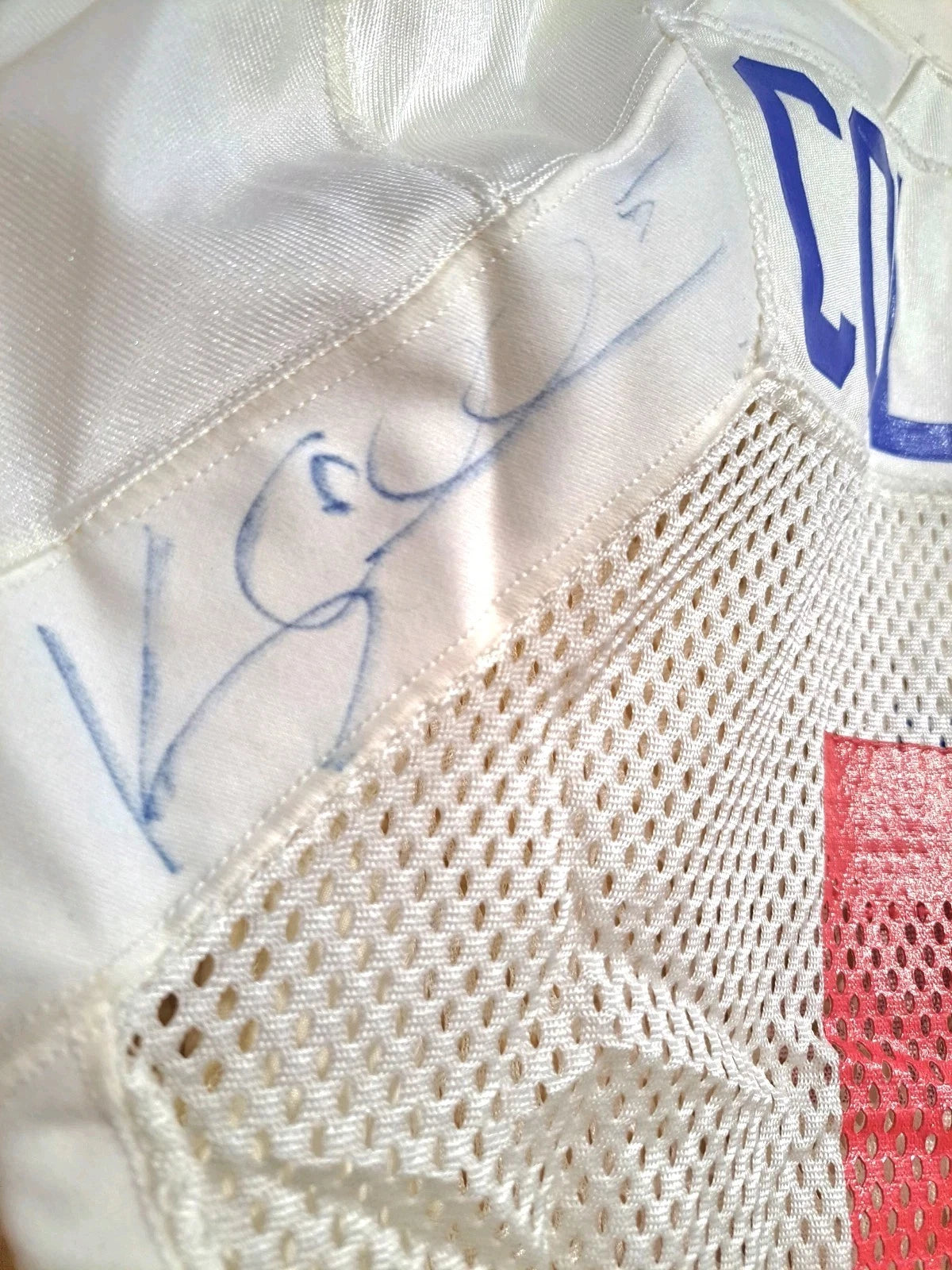 NY Giants Vintage Kerry Collins Signed Authentic Game Worn Pregame Jersey — photo 5