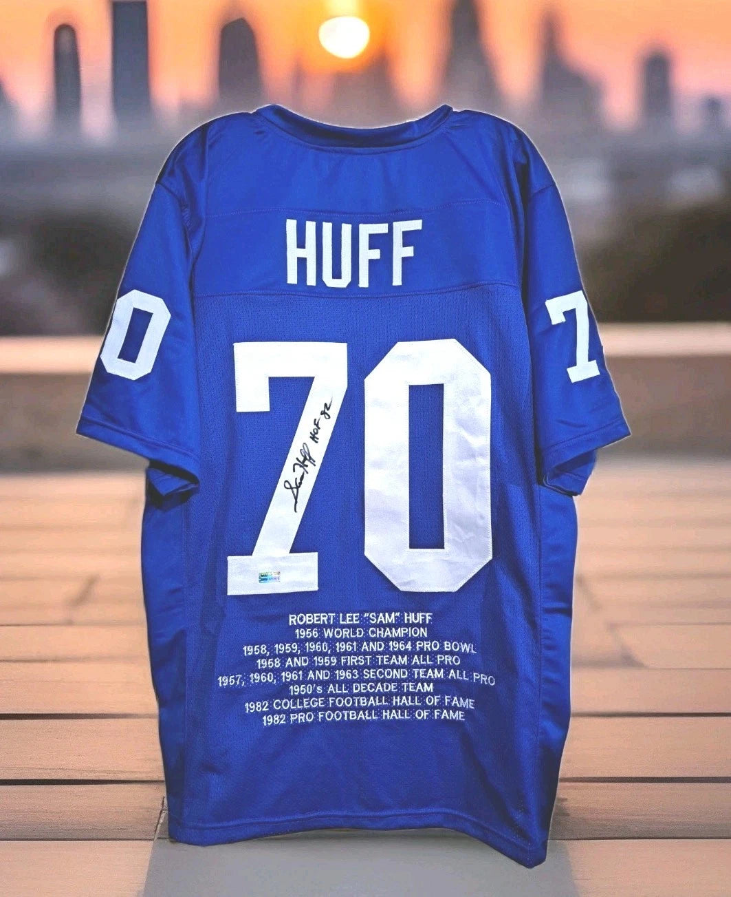 NY Giants Sam Huff Signed Hall Of Fame jersey