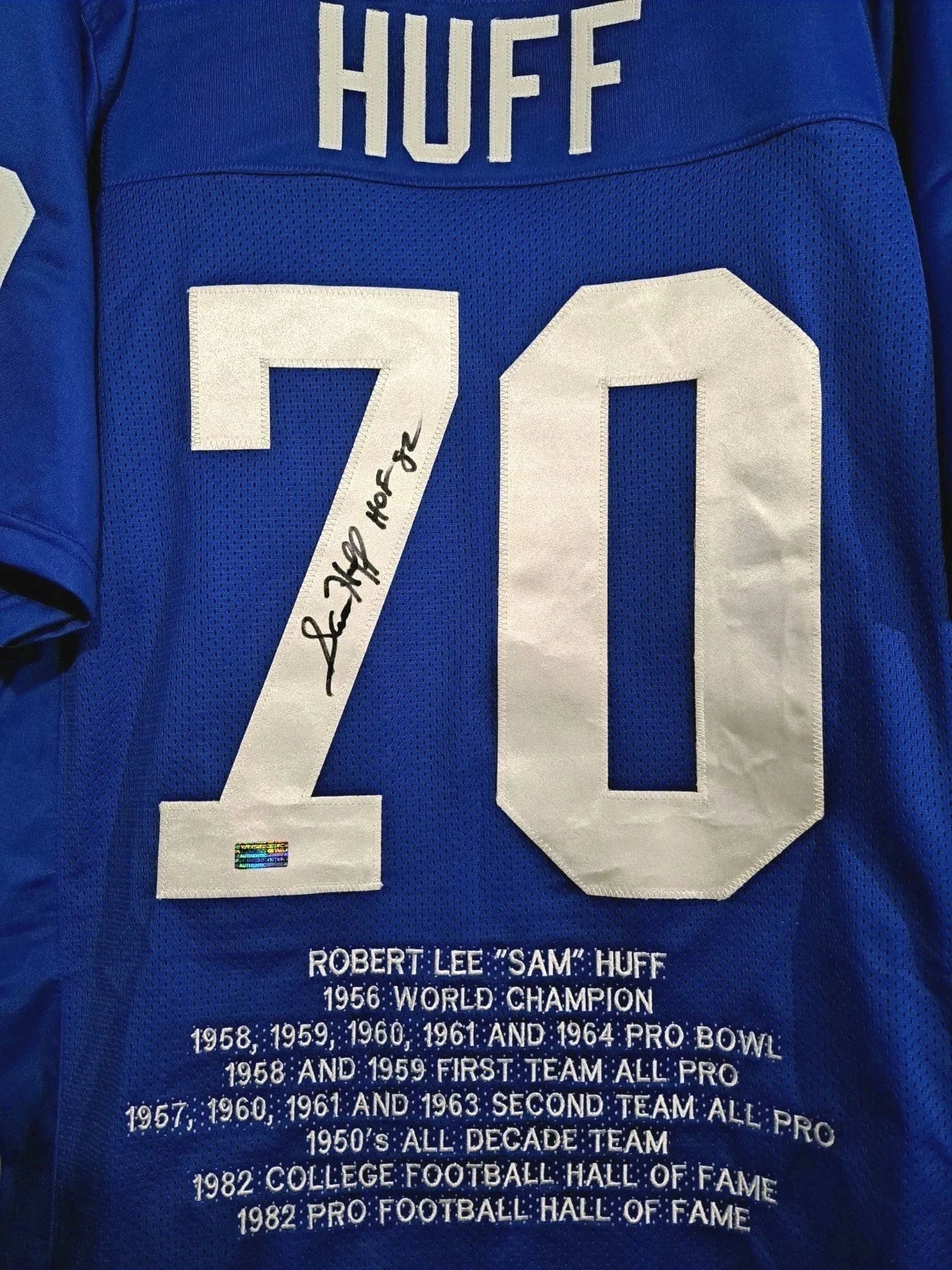 NY Giants Sam Huff Signed Hall Of Fame jersey — photo 2