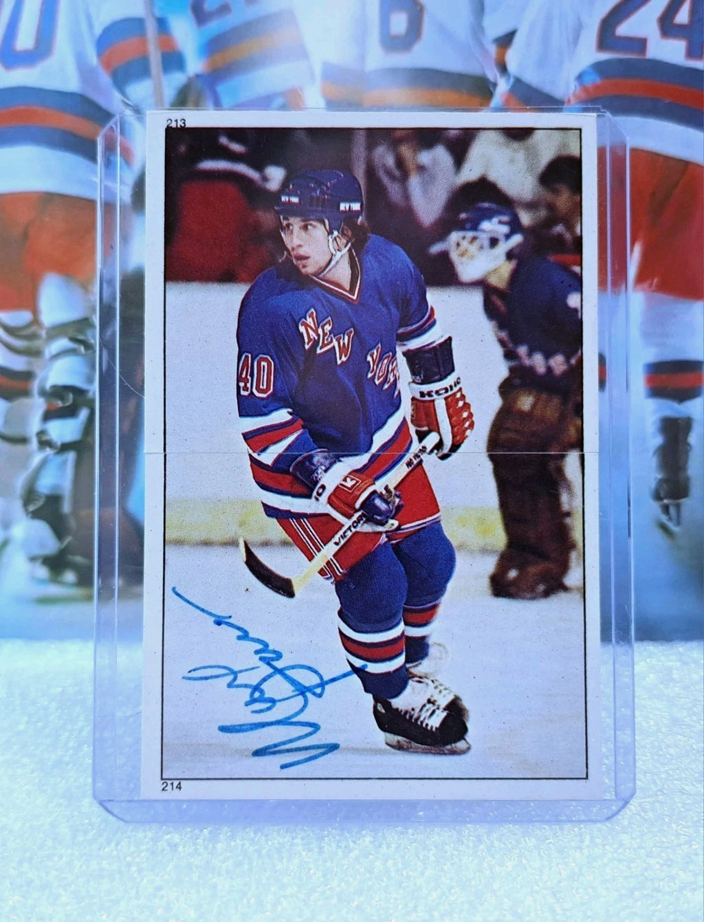 Mark Pavelich Signed Topps Mini Stickers No. 213 & 214 — photo 1