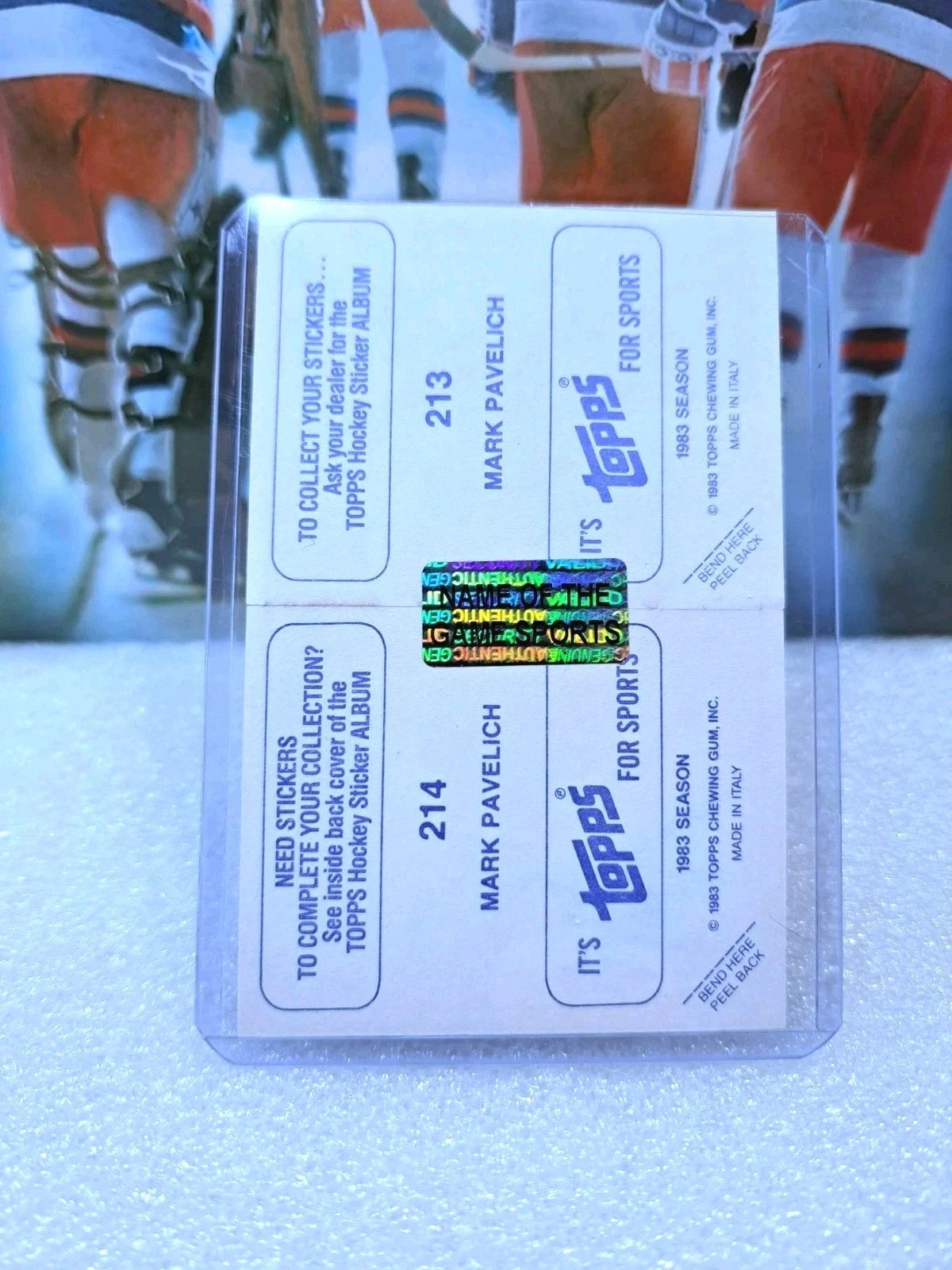 Mark Pavelich Signed Topps Mini Stickers No. 213 & 214 — photo 2