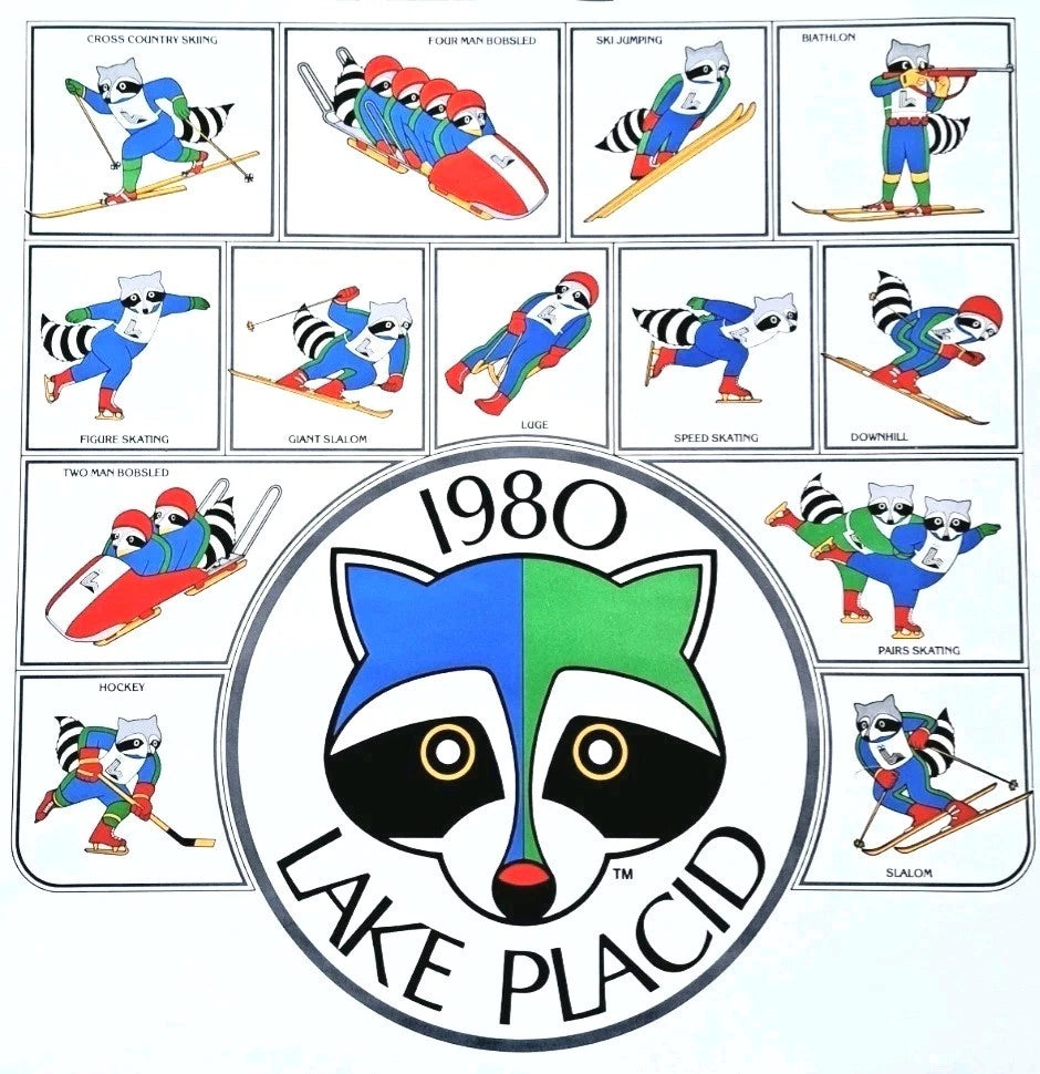 1980 Winter Olympics Vintage Roni Raccoon Olympic Events Poster (Original) — photo 2