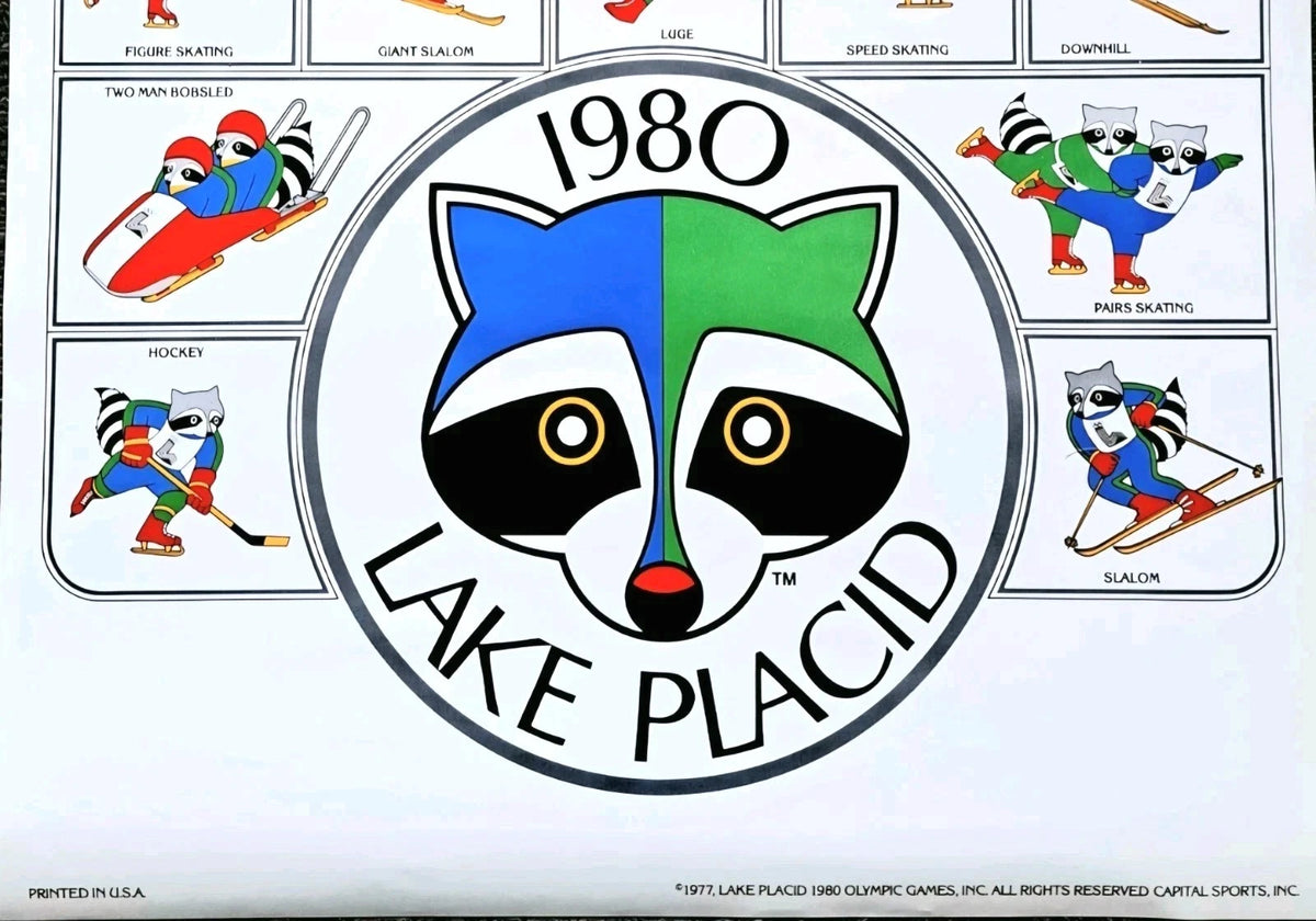 1980 Winter Olympics Vintage Roni Raccoon Olympic Events Poster (Original) — photo 3