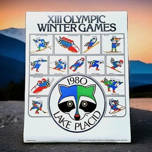 1980 Winter Olympics Vintage Roni Raccoon Olympic Events Poster (Original)