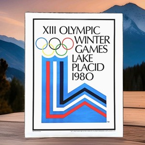 1980 Winter Olympics Vintage Lake Placid 1980 Olympic Logo Poster (Original)