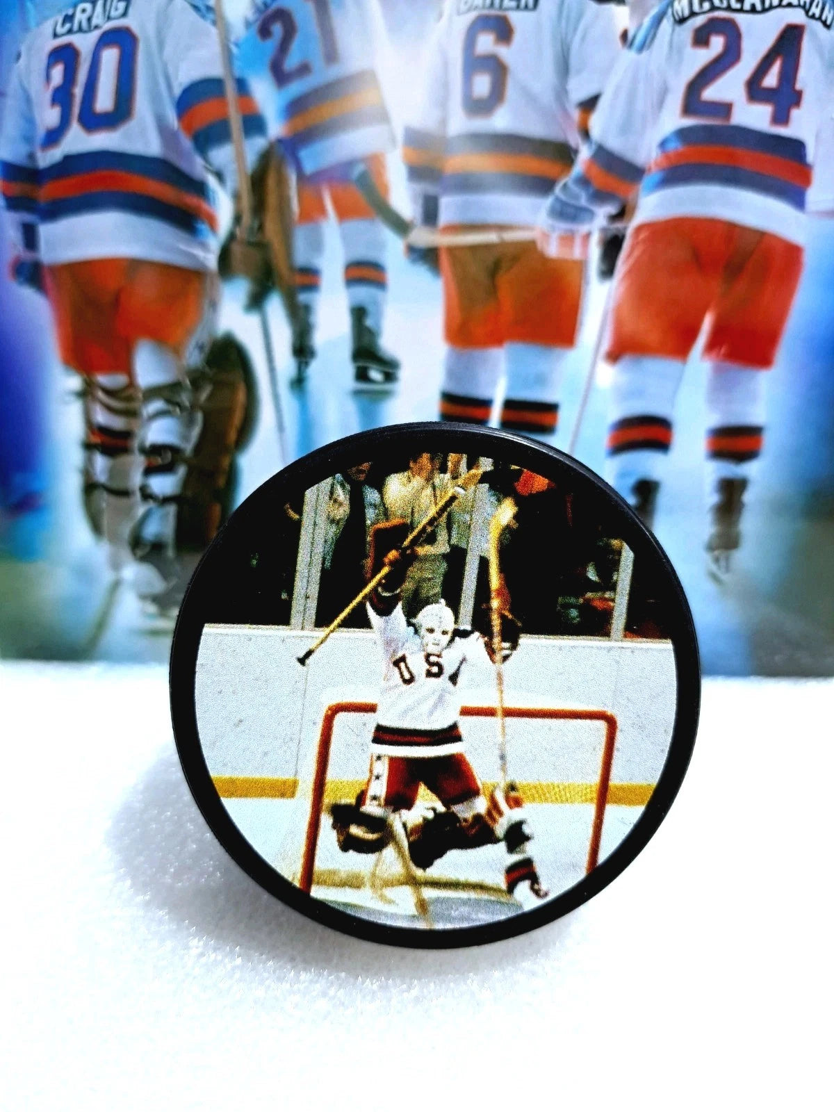 Jim Craig Signed Puck — 1980 USA Hockey — photo 2