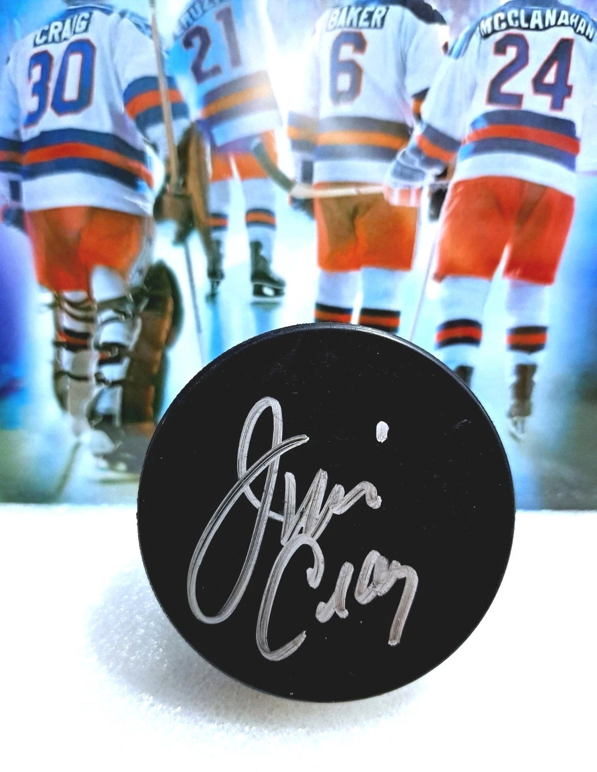 Jim Craig Signed Puck — 1980 USA Hockey — photo 3