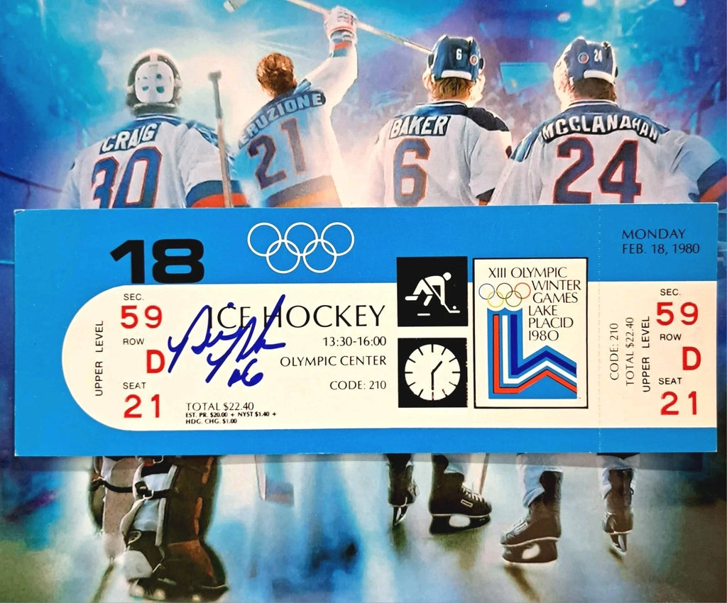 Miracle On Ice Bill Baker Signed 1980 Ice Hockey Ticket (Original)