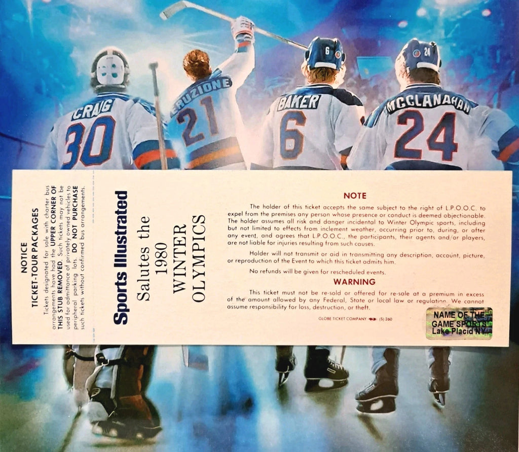 Miracle On Ice Bill Baker Signed 1980 Ice Hockey Ticket (Original) — photo 3